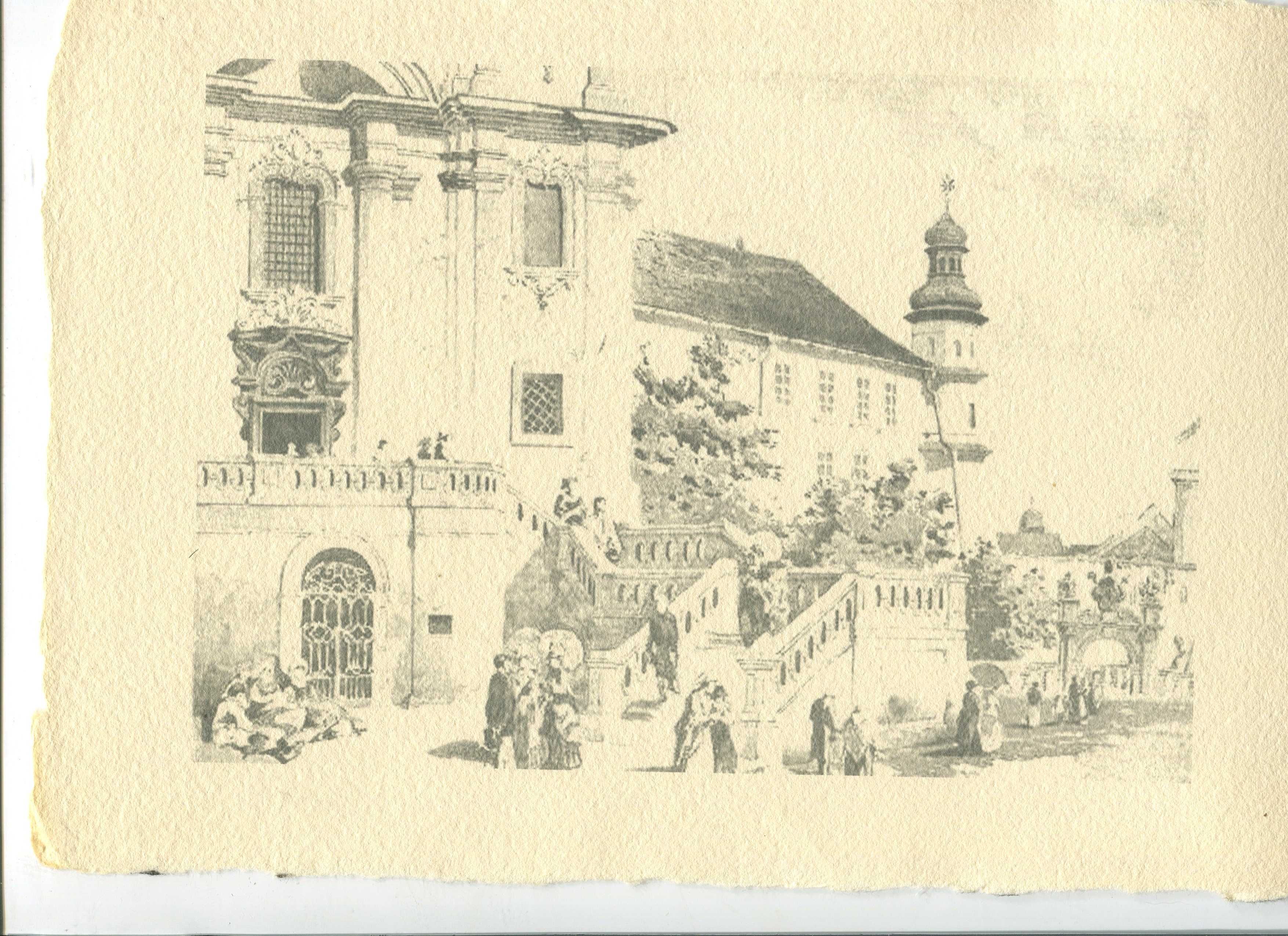 GRAFIKA  na  papierze  czerpanym  XIX- wieczny  KRAKÓW