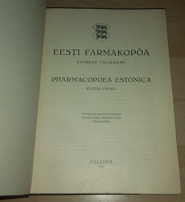 Eesti farmakopöa (Pierwsza edycja - Esimene väljaanne) - Estonia