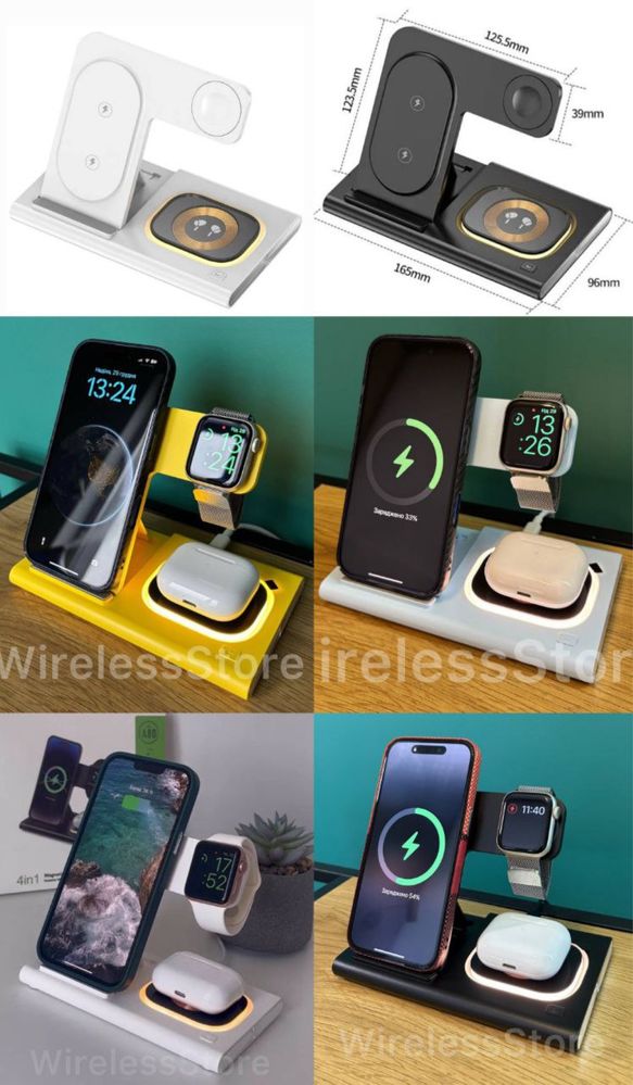 Samsung 3в 1 Швидка Безпровідна зарядка Беспроводная Apple Док-станция
