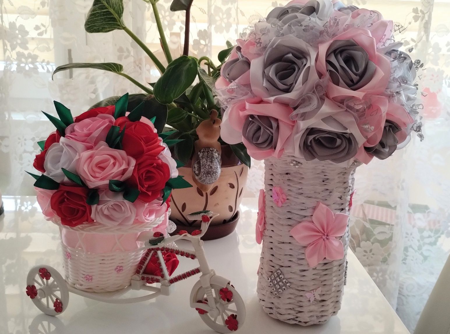 Stroik z róż na prezent ozdoba bukiet - handmade