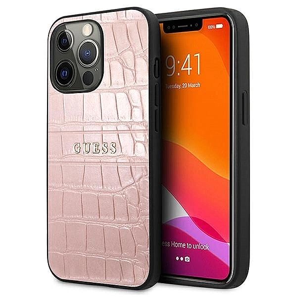 Etui Guess Croco Strap Collection na iPhone 13 Pro / 13/6,1" - różowe