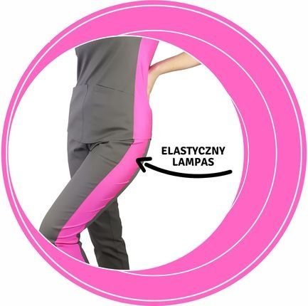 Komplet medyczny szary z różowym lampasem, rozmiar 4XL