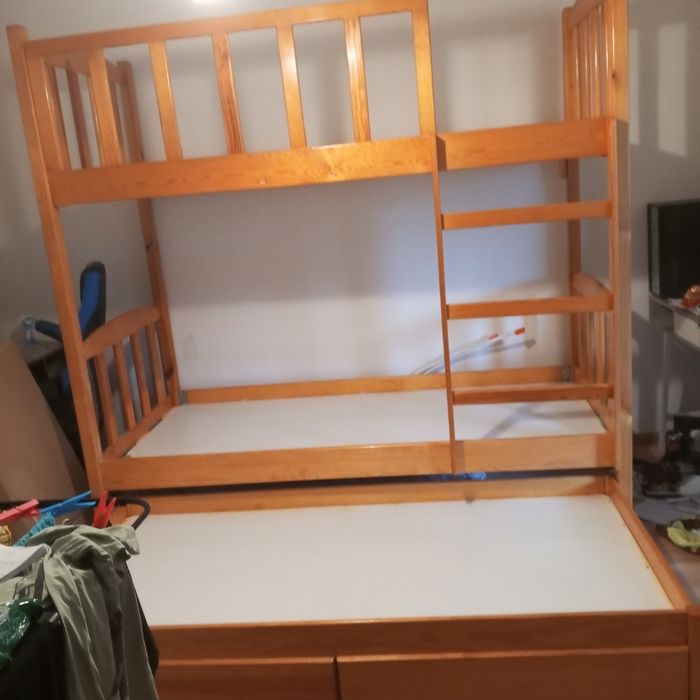 Łózko 3 osobowe sosna