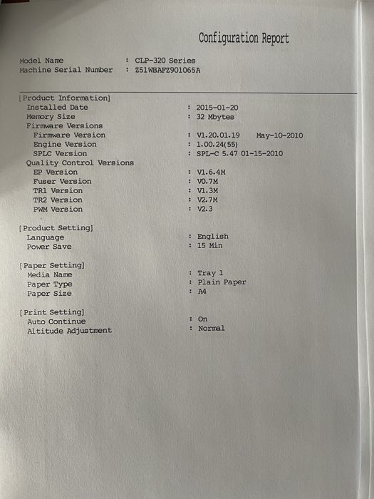 Drukarka  laserowa kolorowa Samsung CLP-320