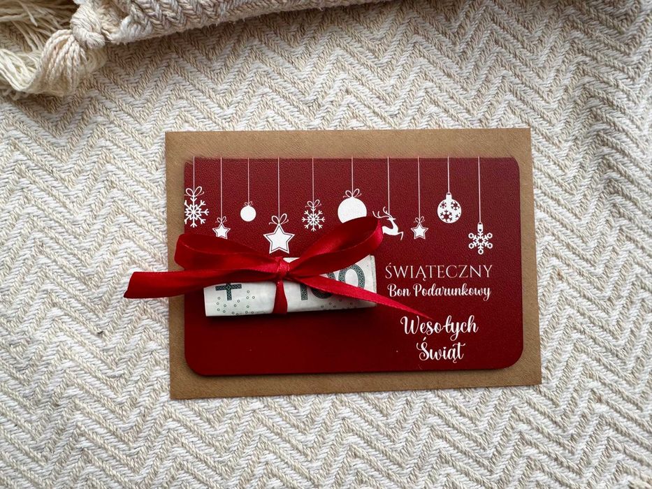 Świąteczny Bon Podarunkowy prezent Voucher, bony prezenty świąteczne