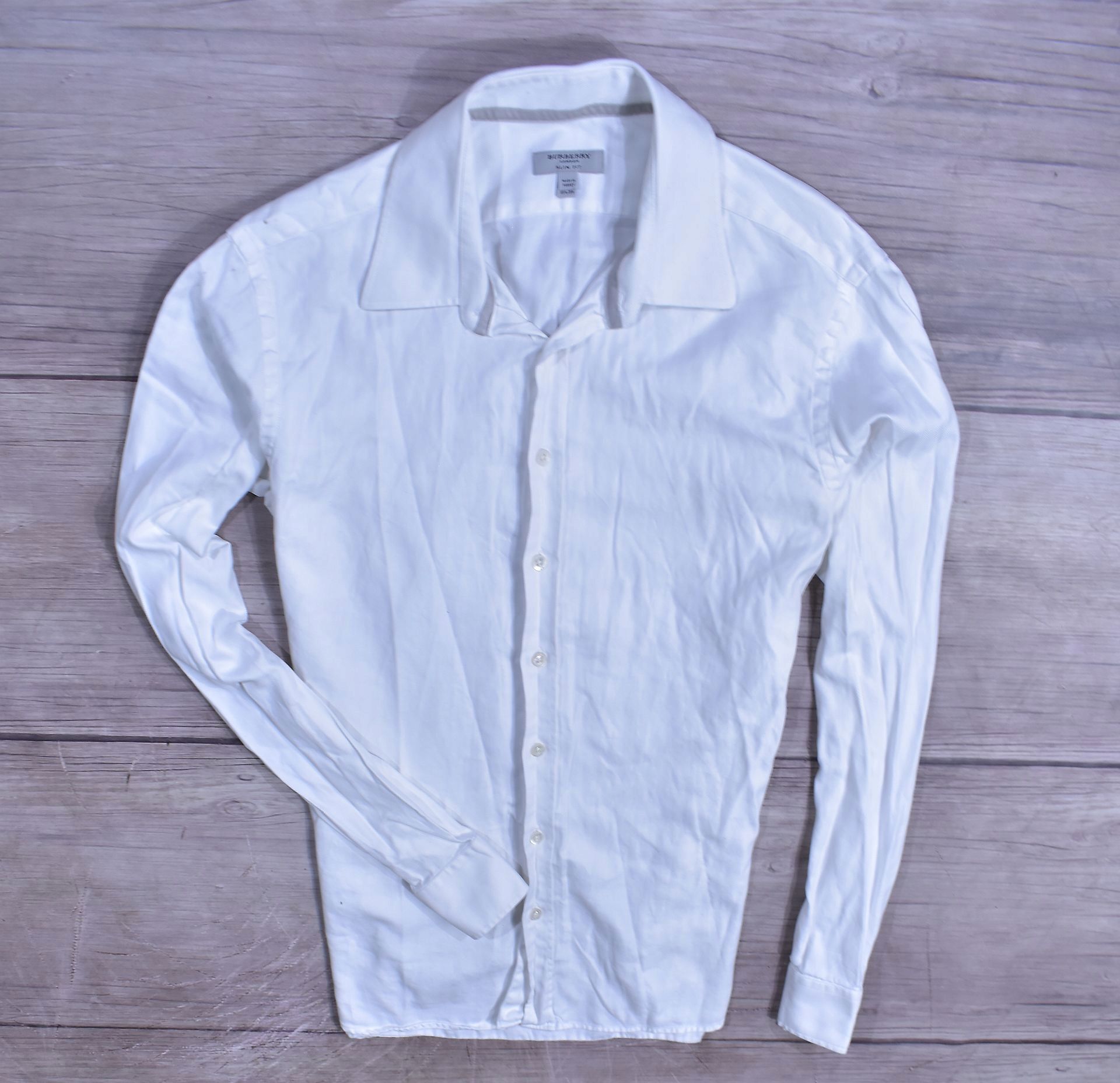 Burberry Biała Koszula Slim Fit Logo 15 1/2 39