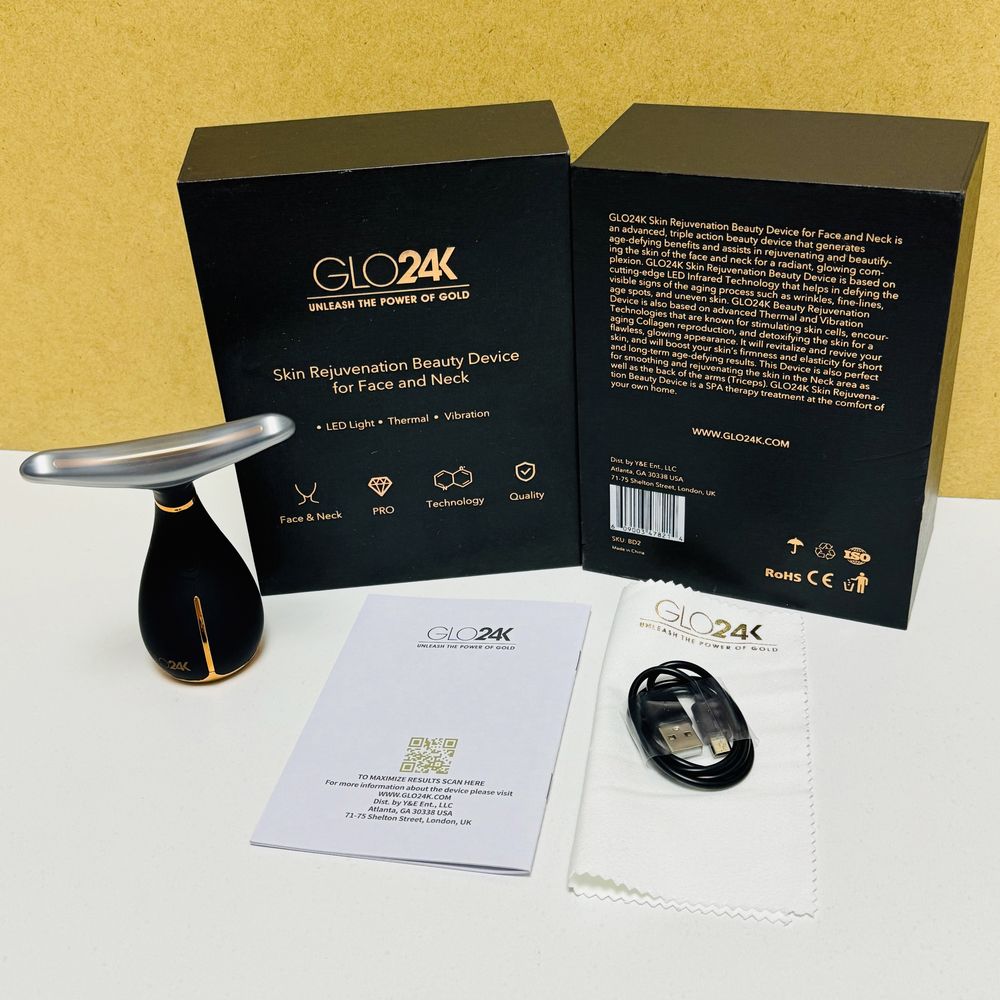 Нови Прилад для омолодження шкіри Glo24K для обличчя та шиї