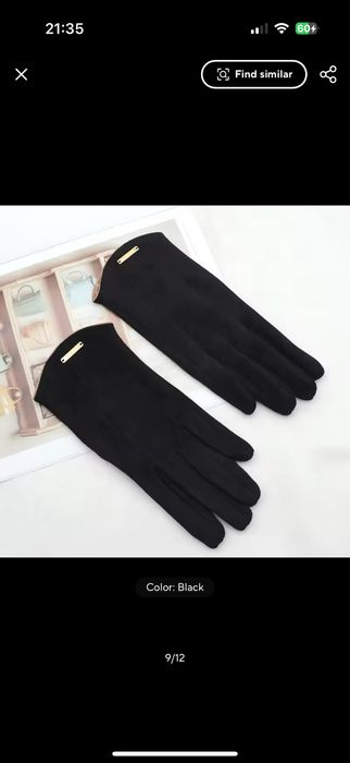 Rękawiczki zamszowe z dotykowym serduszkiem do smartfona CZARNE