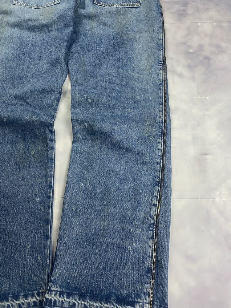 !РОЗПРОДАЖ Zara Flared Zipper Blue Baggy Flare Rick Owens Type Jeans