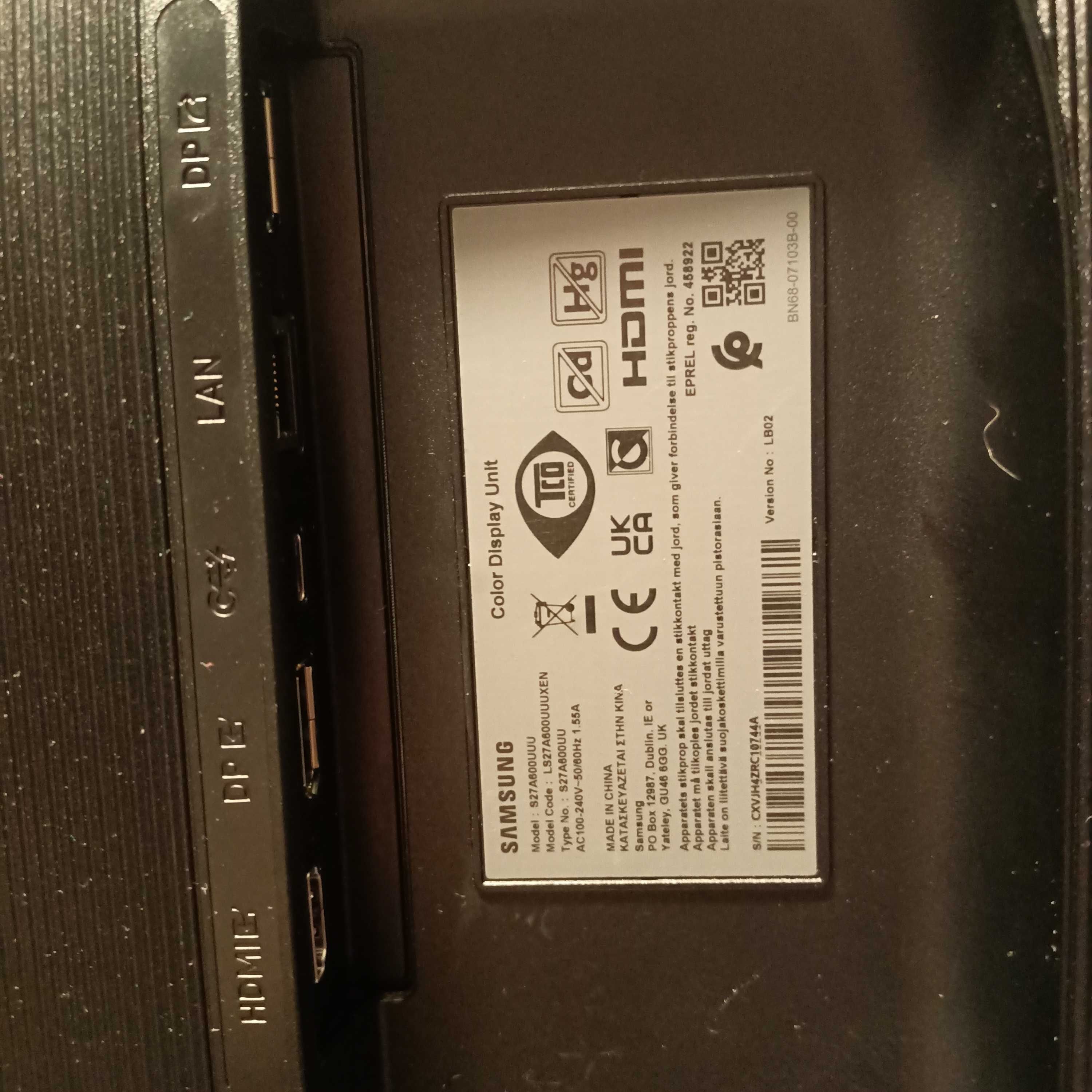 Monitor Samsung S27A600UUU 27 cali 2K 75Hz 5ms Jak nowy