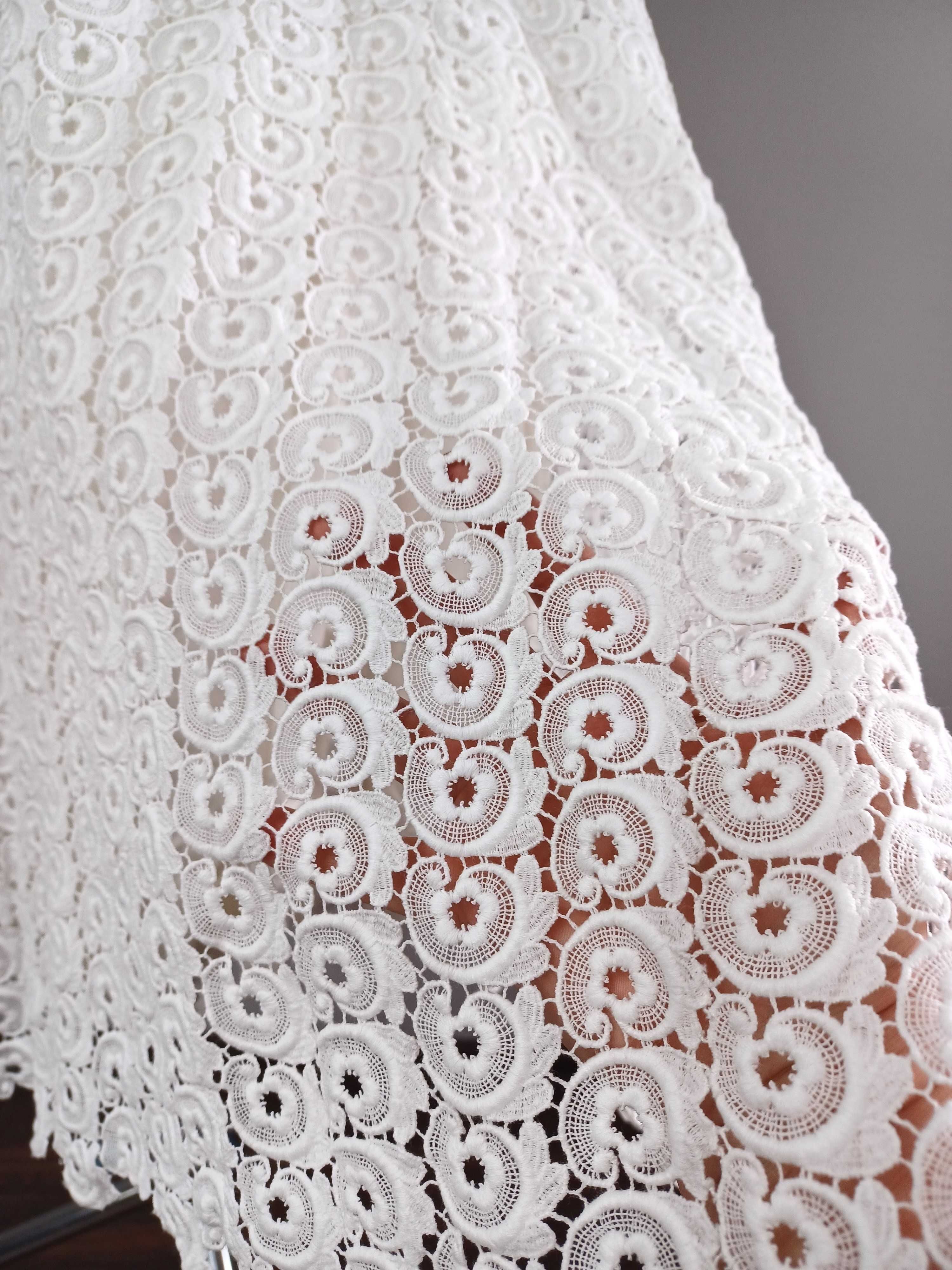 Sukienka ślubna  vintage bawełniana gipiura lata 70