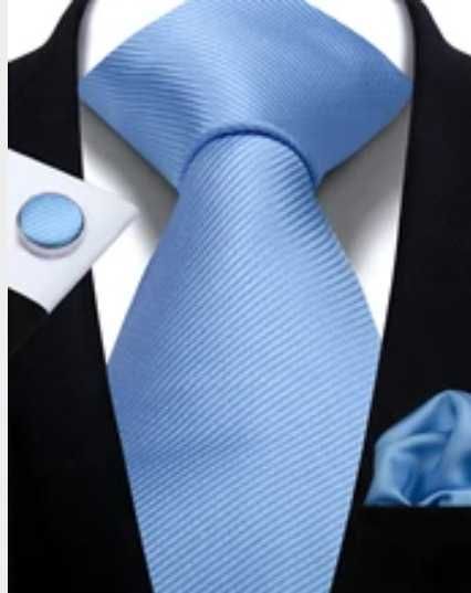 Gravatas, Lenço e Botões de Punho (Amarela, Azul e Verde Seco)