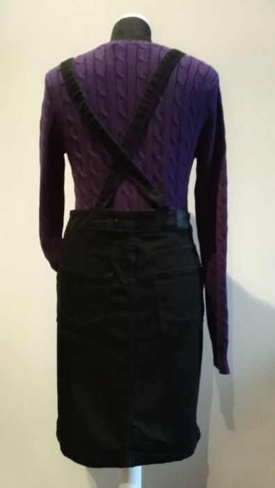 SUPERDRY spódnica/sukienka na szelkach JEANS ogrodniczka 38 M