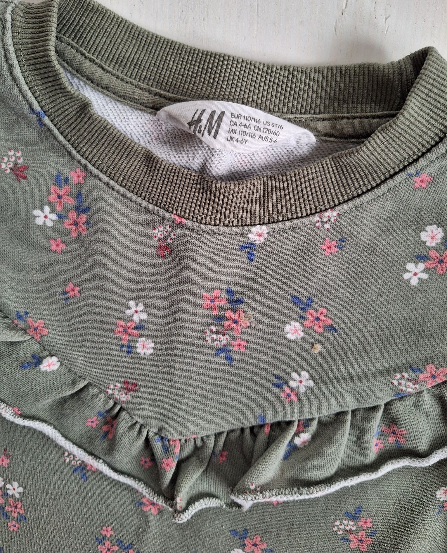 Sukienka bluza tunika H&M kwiatuszki 110/116