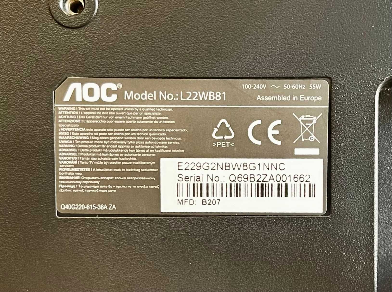 Telewizor 22 cale - AOC L22WB81 - HD/HDMI/USB + pilot