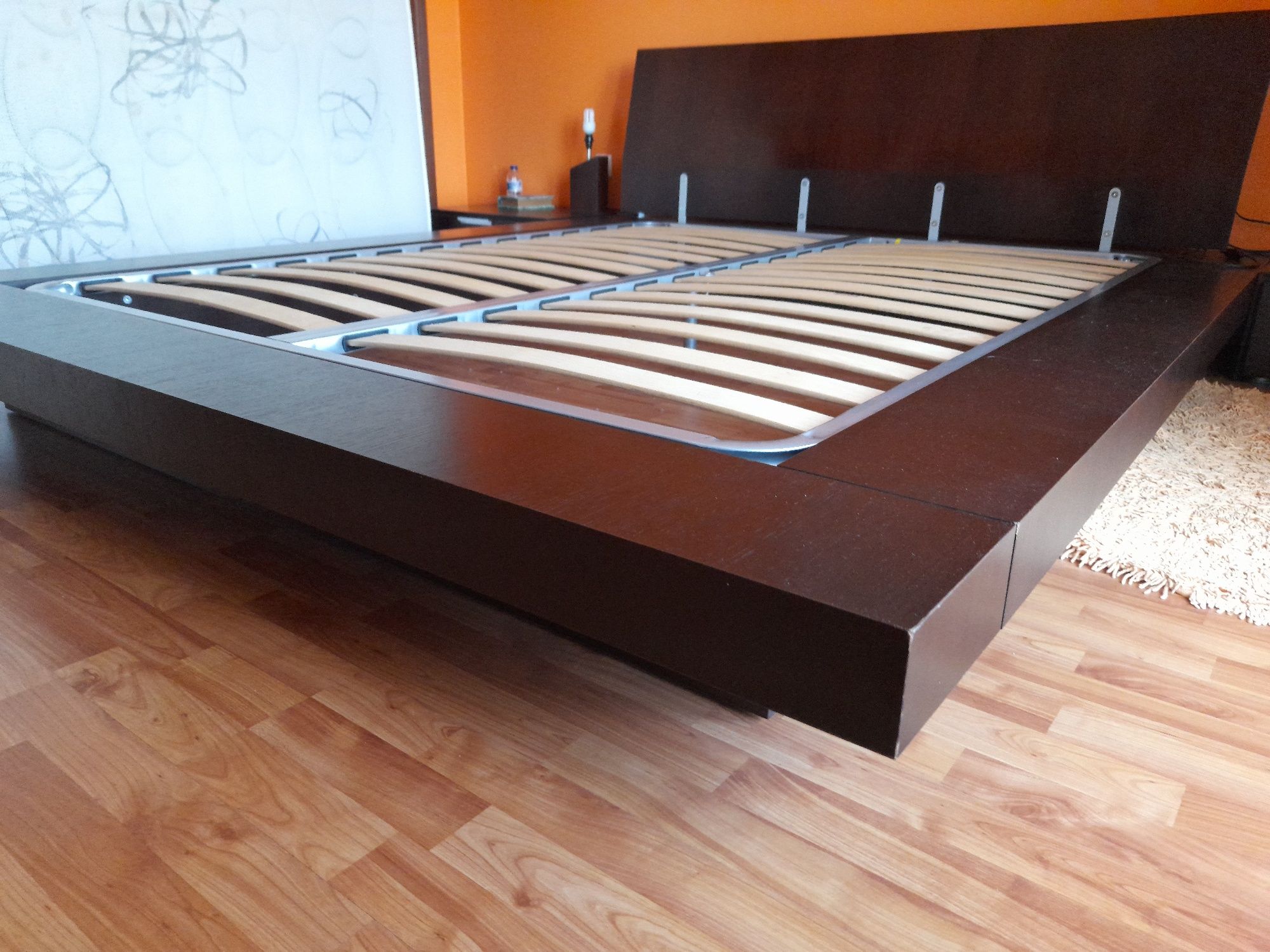 Cama Casal Tatimi Shiro - Interforma em Carvalho + Mesas Cabeceiras