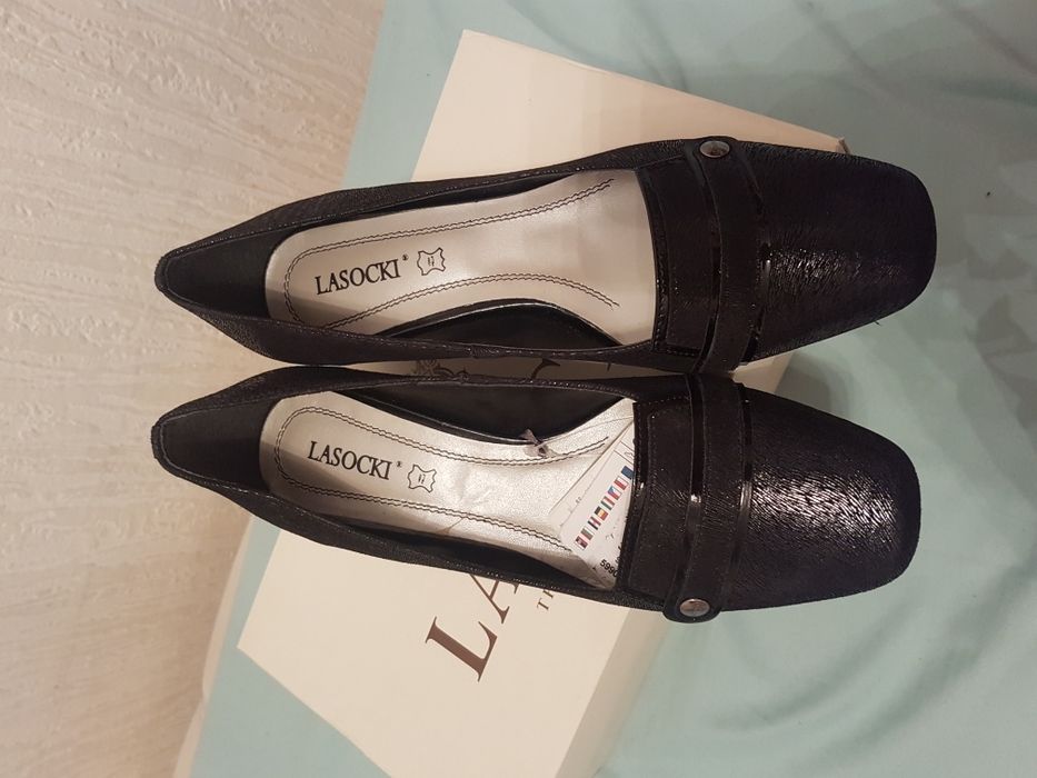 Nowe buty na obcasie LASOCKI 36 skorzane czarne oryginalne eleganckie