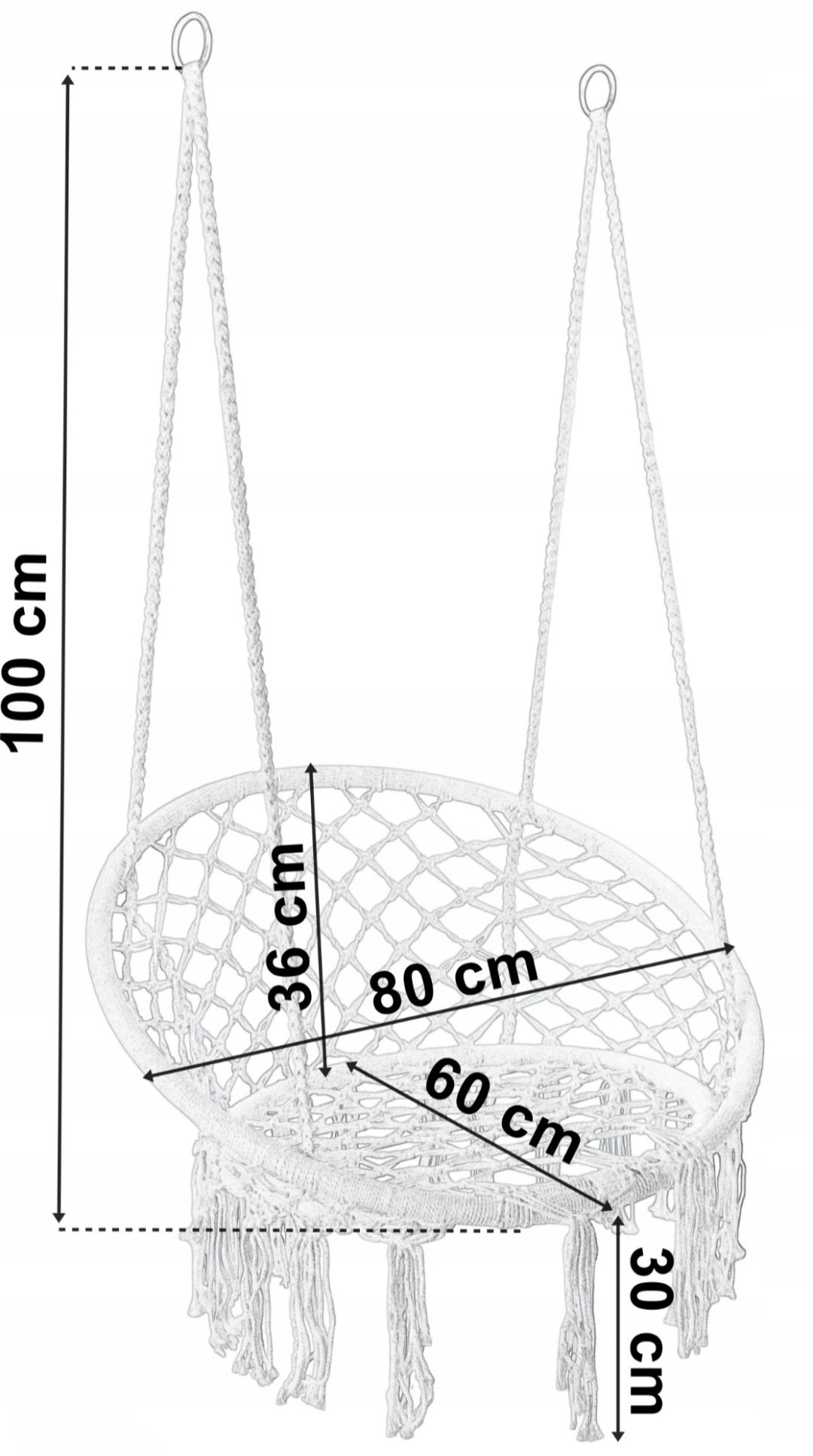 FOTEL WISZĄCY bocianie gniazdo huśtawka ogrodowa hamak 60cm