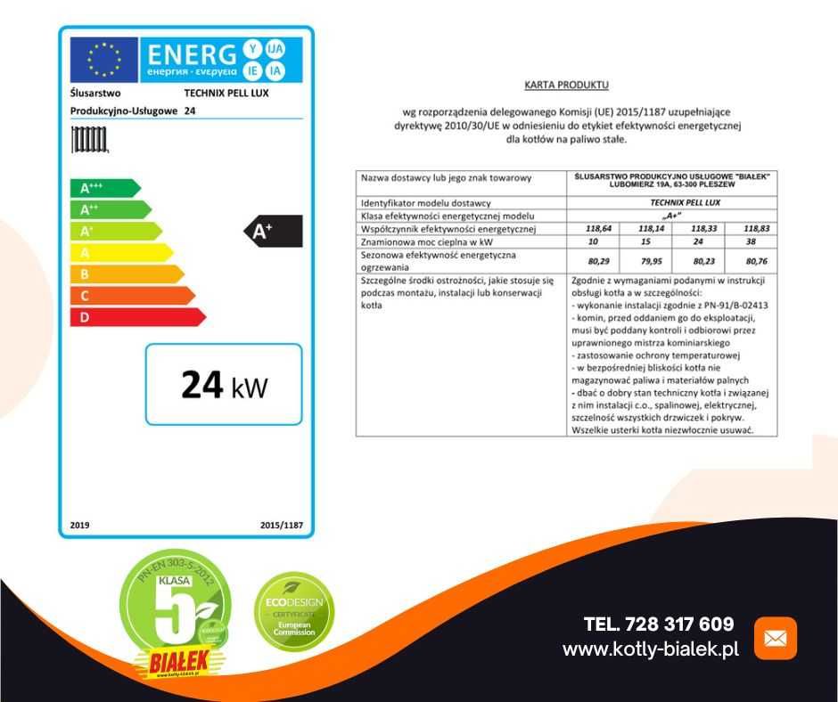 Kocioł Piec z podajnikiem na pellet TECHNIX-PEL 24kW 5klasa A+