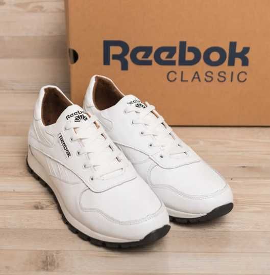 Долговечные мужские кроссовки кожа white pearl reebok classic 002elite