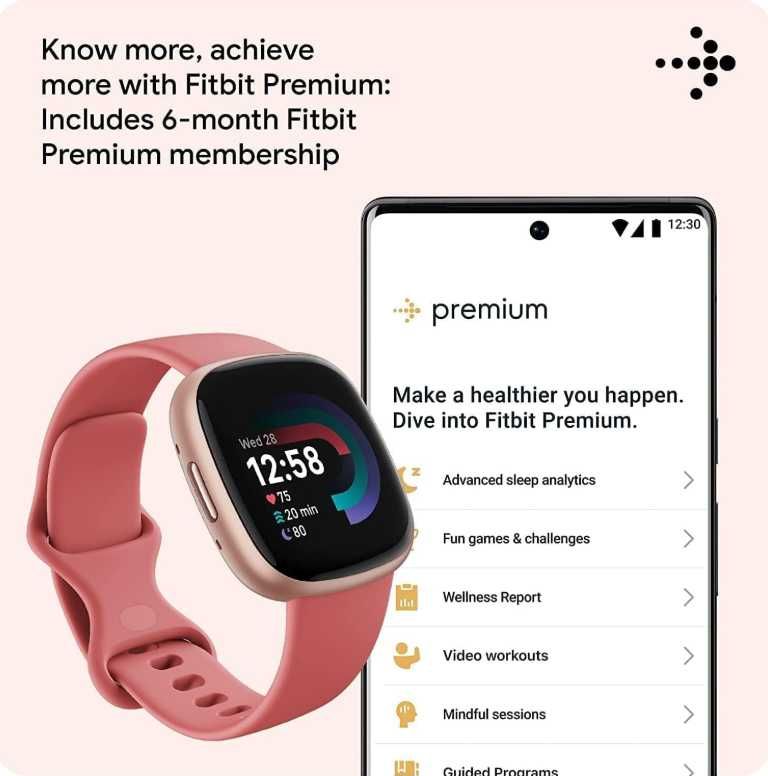 Fitbit Versa 4 Rose Gold – Smartwatch Premium z GPS, Google Pay / Maps