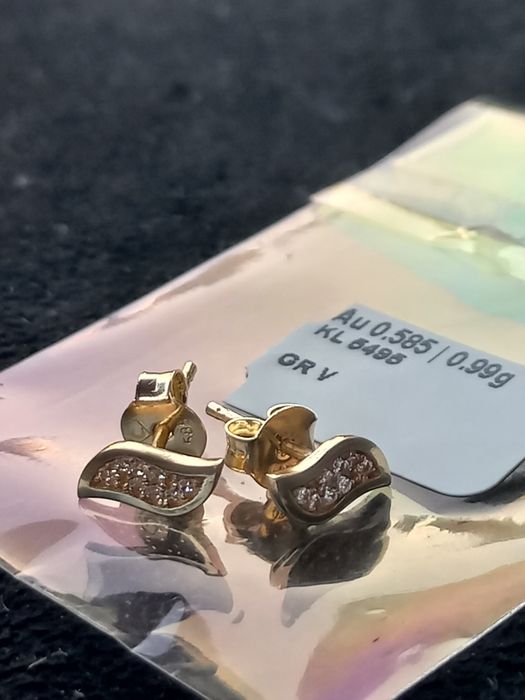 Złote kolczyki z cyrkoniami 585/0,99g