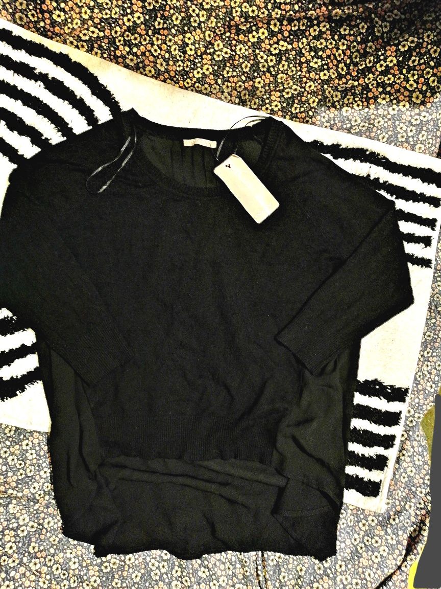 Elegancki czarny sweterek sweter Tył inny materiał _ ORSAY _rozm. xs-m