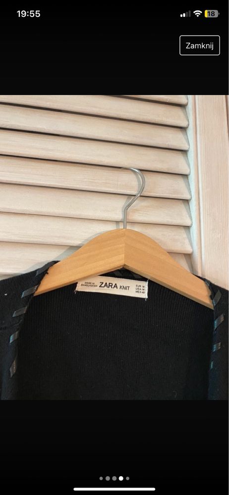 Czarny sweter z frędzlami Zara r.M