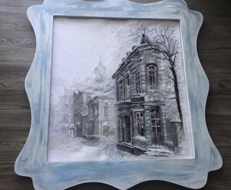 Картина хрестиком зимова вулиця