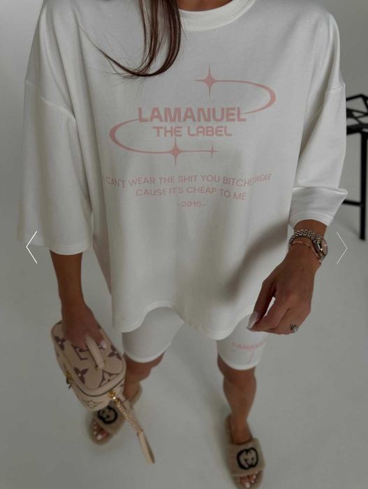 Tshirt BURST ecru Lamanuel uniwersalny uni oversize nowe