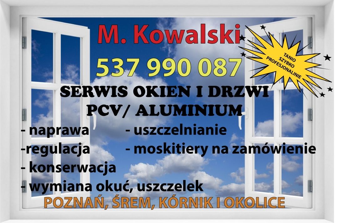 Serwis, regulacja, naprawa, montaż okien, drzwi rolet