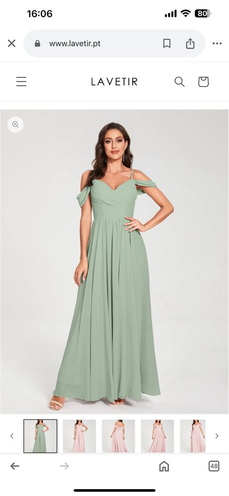 Vestido para casamento longo Lavetir verrde claro com Xaile incluído
