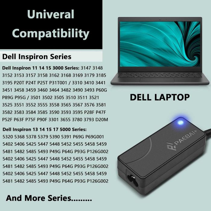 PAEBAI+ 65W  zasilacz kabel do ładowania Laptop Dell Inspiron