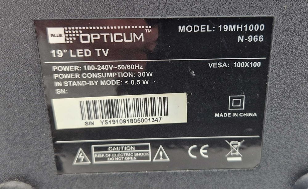 Telewizor OPTICUM 19MH1000 19 cali LED HD Ready /Fajne OKAZJE