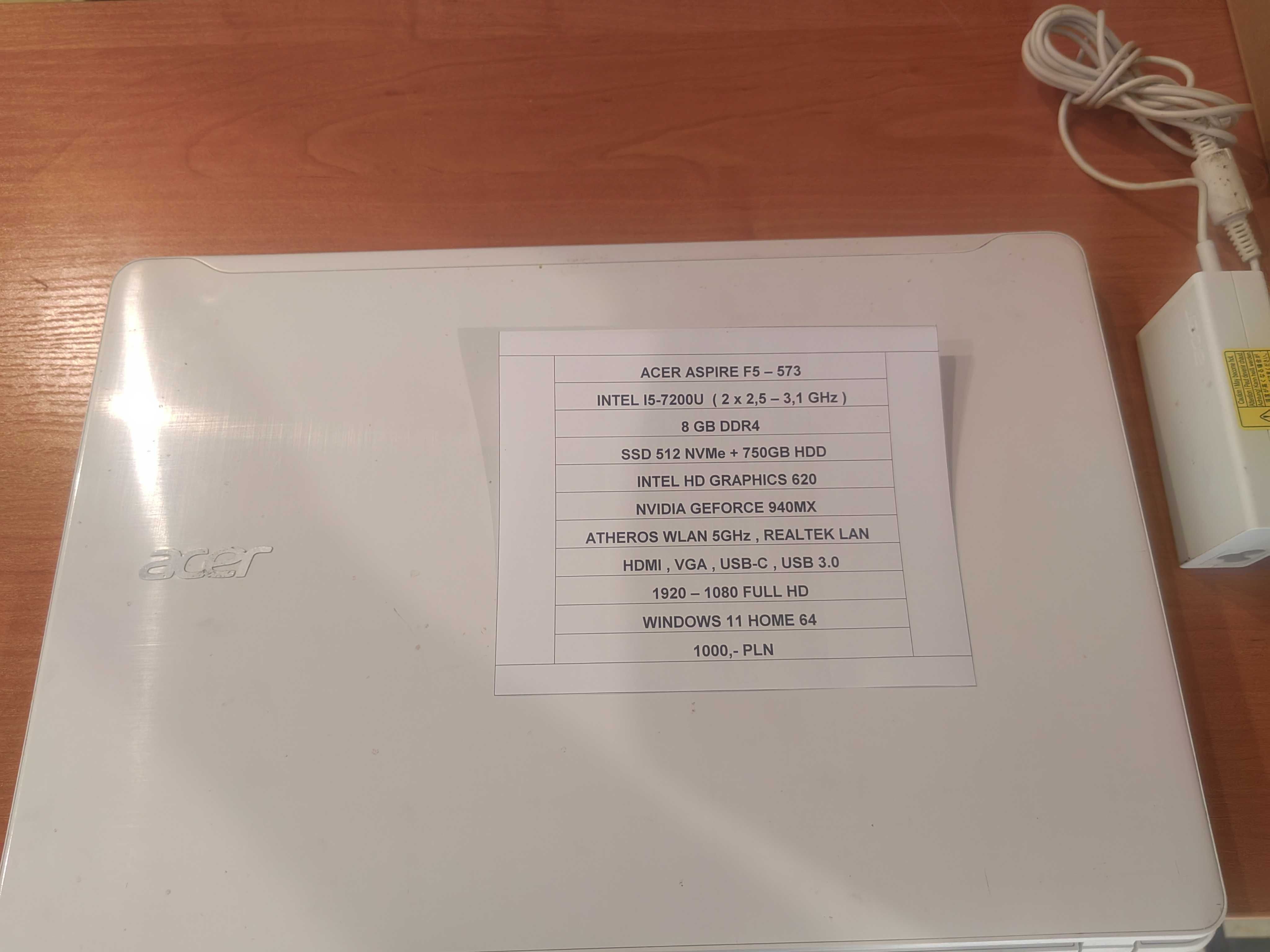 Laptop Gaming Acer F5. SSD Nvidia GeForce Windows 11