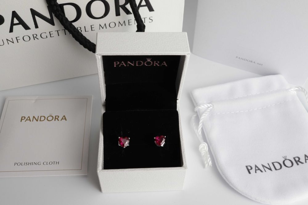 Pandora сережки пусети серце
