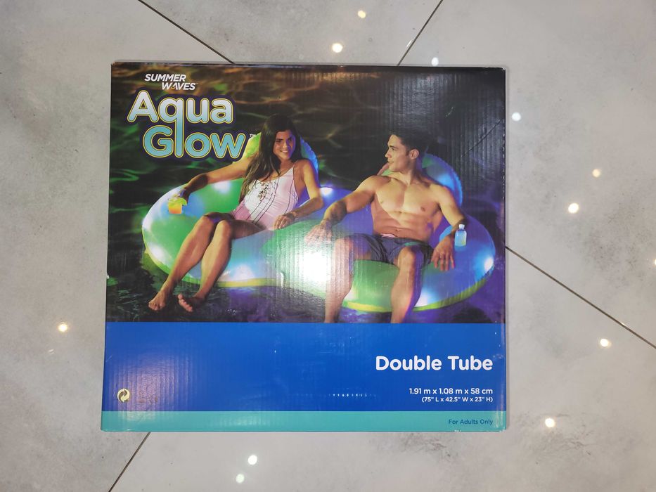 Aqua Glow-podwójne koło dla dorosłych do basenu -LED-Polygrou
