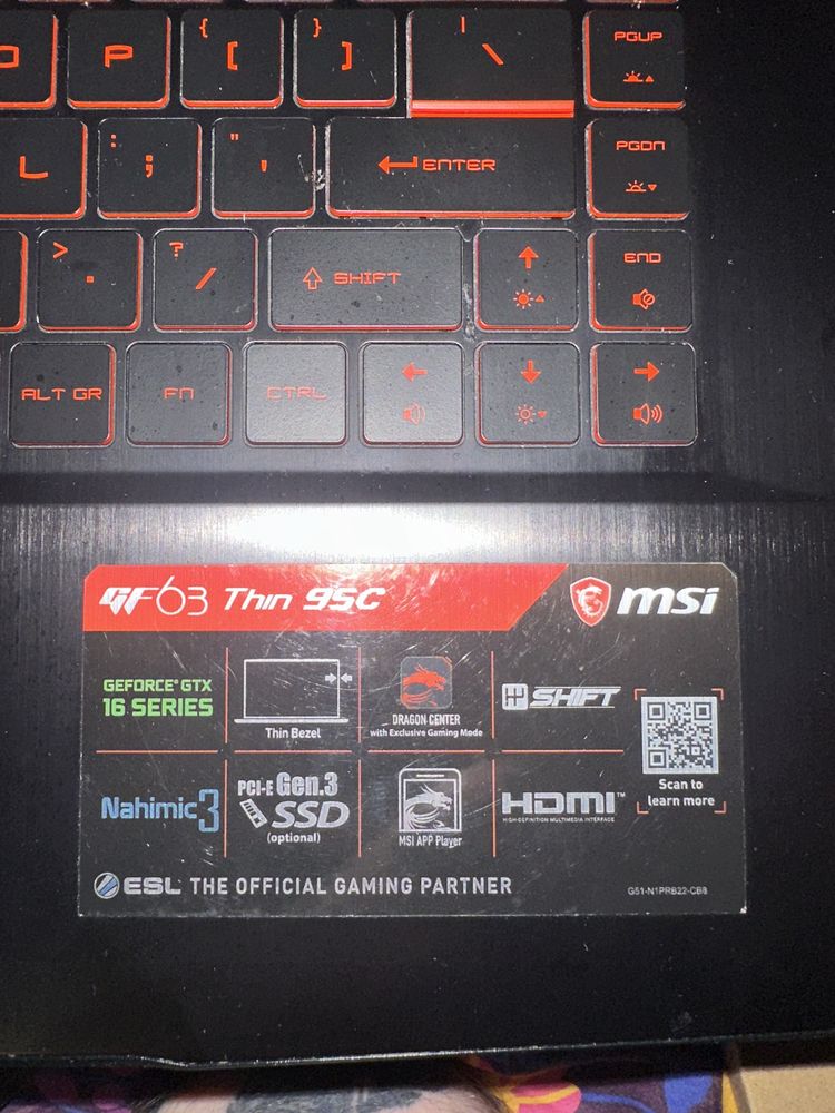 Laptom gamingowy Msi gf63 thin