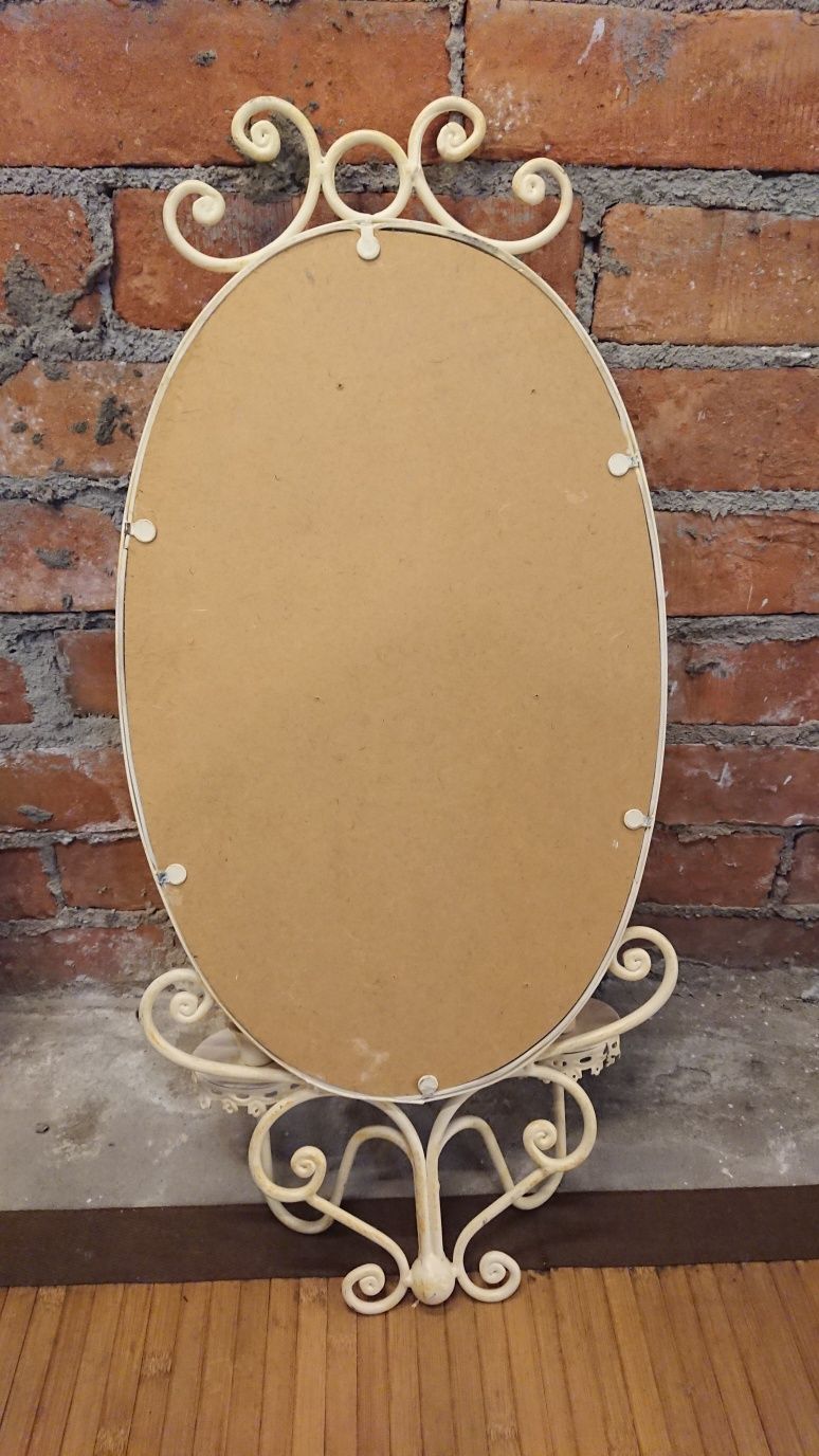 Lustro w ramie metalowej z miejscem na świece vintage boho shabby chic