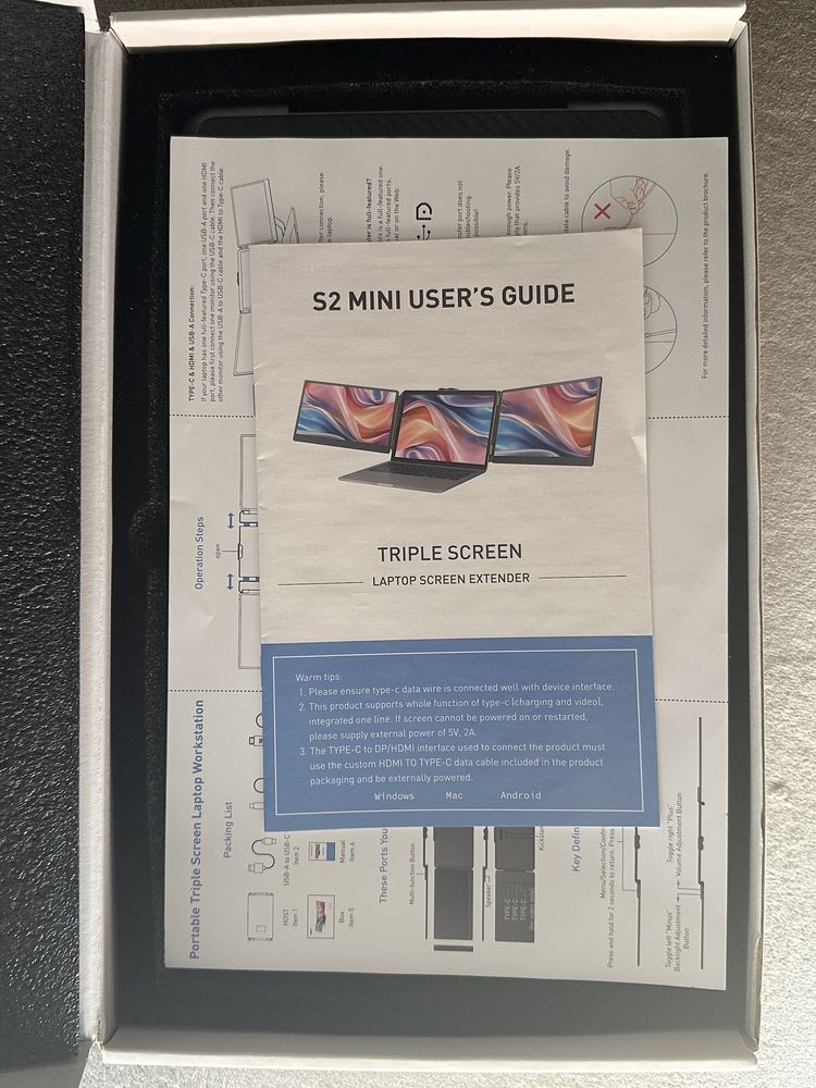 Extensor de Ecrã Portátil – S2 Mini (Triple Screen)