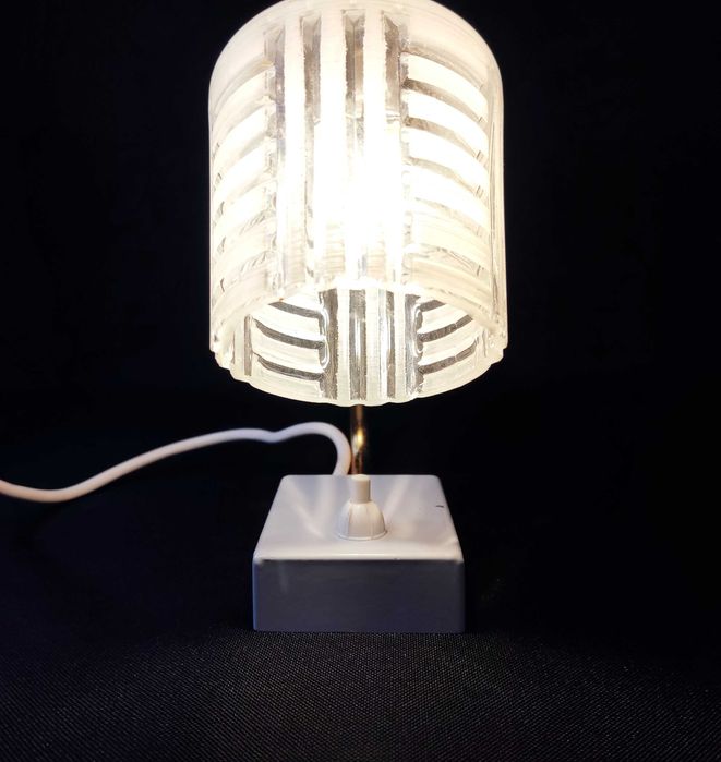 Lampka nocna metalowa z kloszem szklanym - lata 60 - stan bardzo dobry