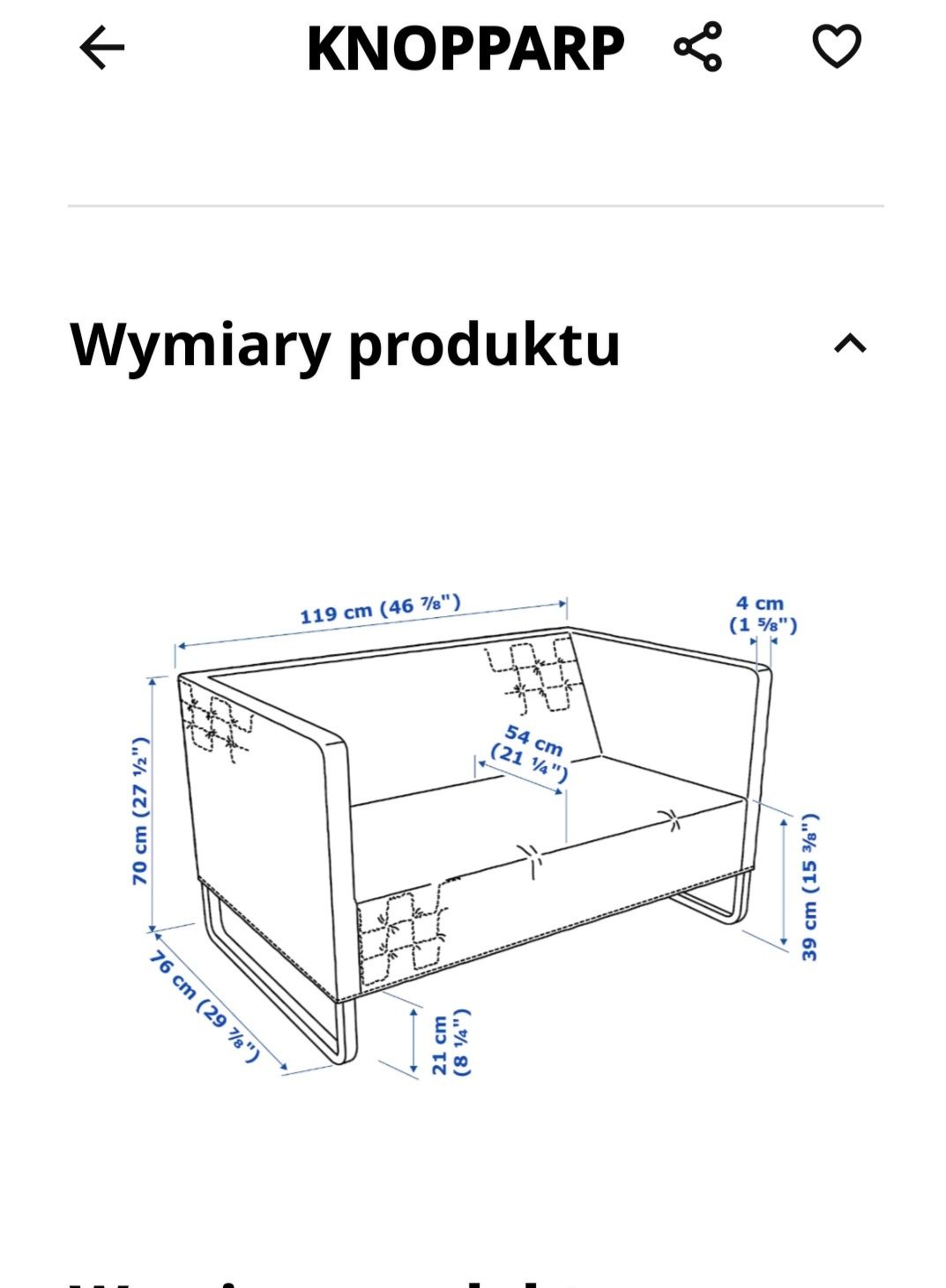 sprzedam sofę KNOPPARP  IKEA 2 osobowa