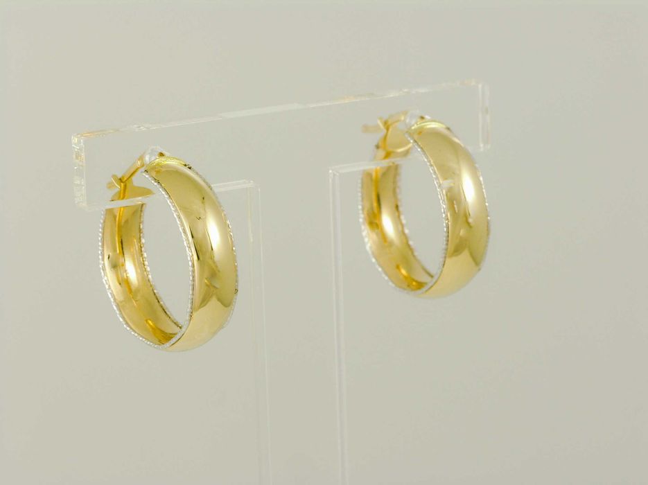 Złote Kolczyki Koła Diamentowane Rodowane Pr 585