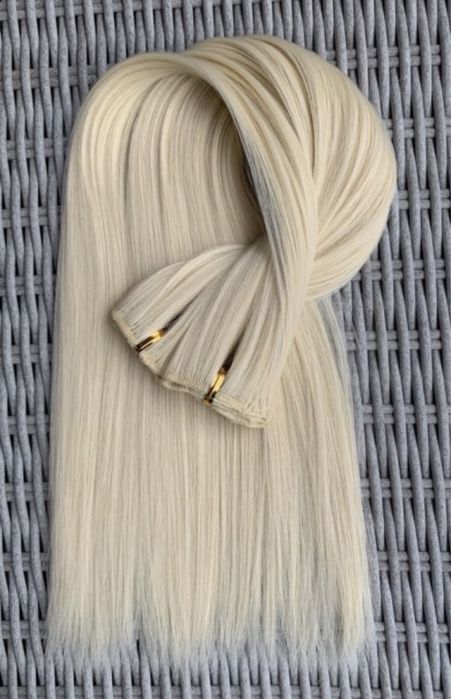 Premium Ultra włosy doczepiane, jasny blond,16 klipsów clip in ( 210 )