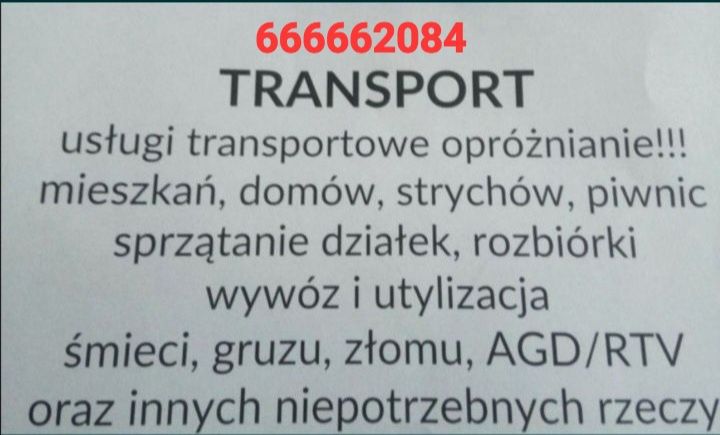 Sprzątanie opróznianie wywóz śmieci transport darmowa wycena tanio