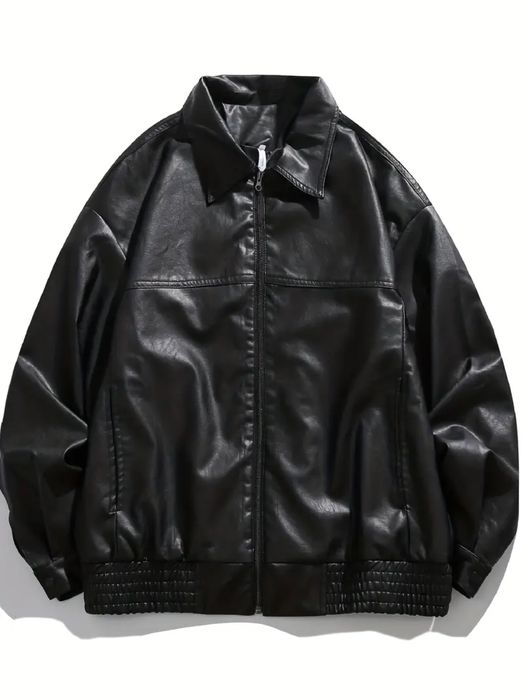 Нова оверсайз чорна куртка-кожзам на замку