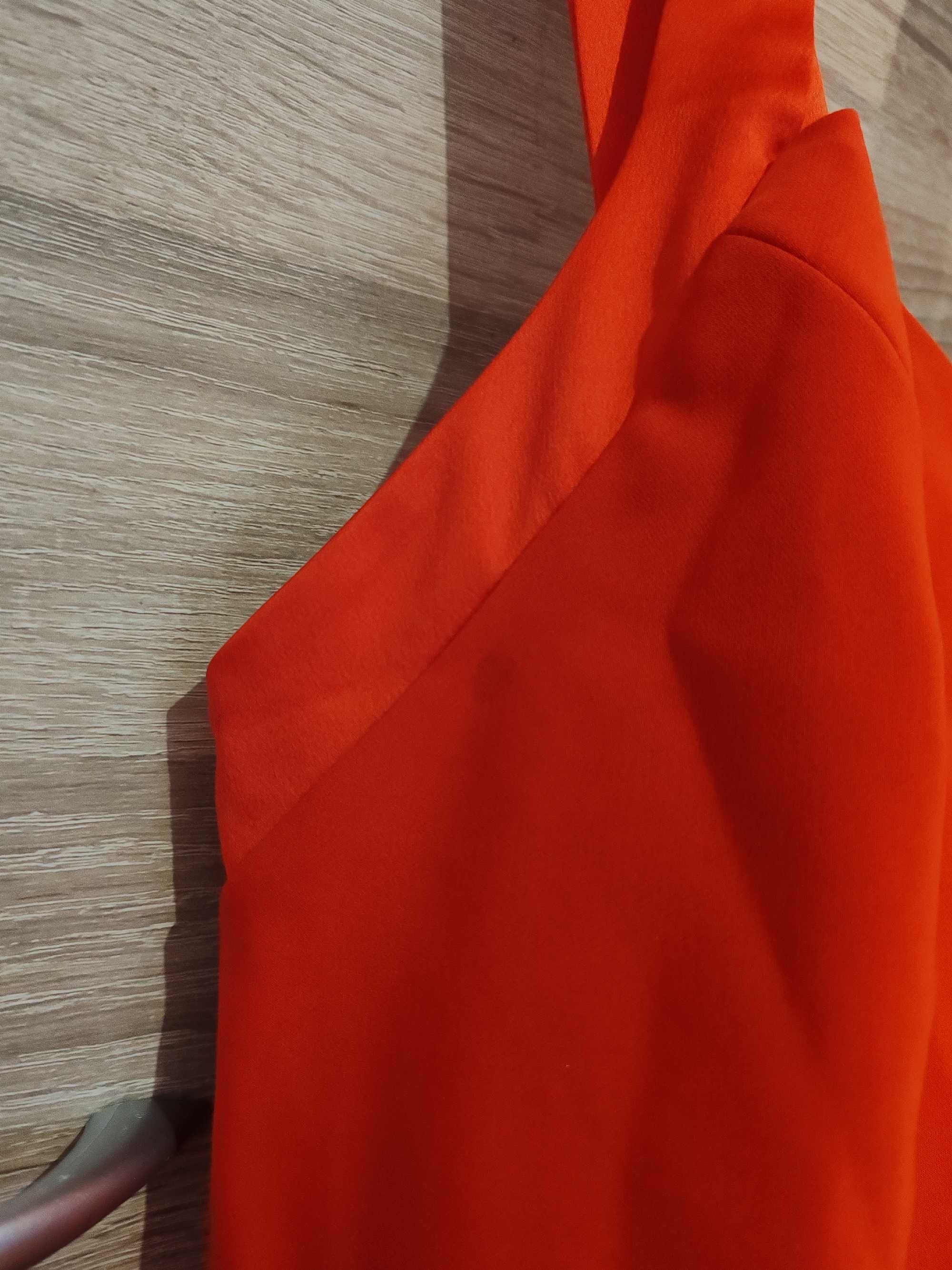 Pomarańczowa koktajlowa sukienka Debut rozmiar 46 poliester/elastan