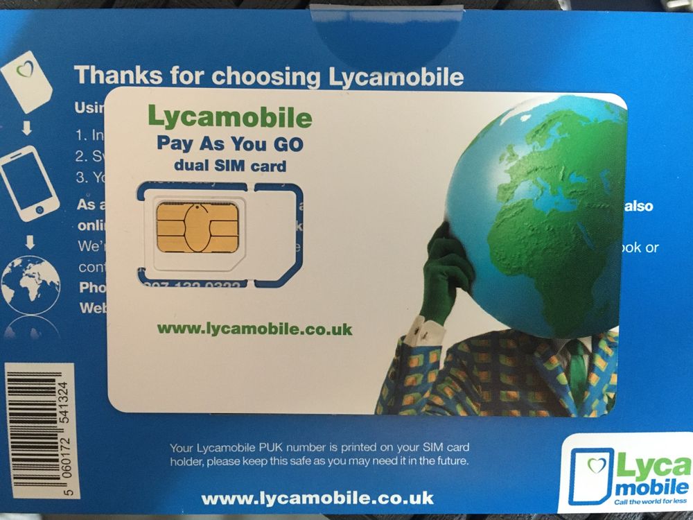 LycaMobile Starter UK co.uk Wielka Brytania England SIM Card Prepaid
