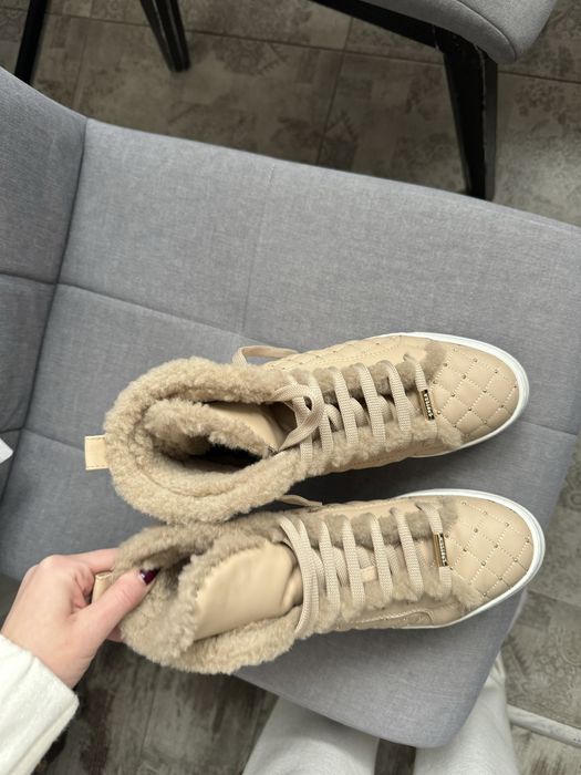 Кеды зимние le silla бежевые хайтопы ботинки