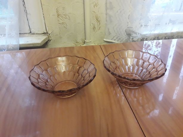 Винтажная ваза коричневое стекло СССР конфетница миска пиала салатник